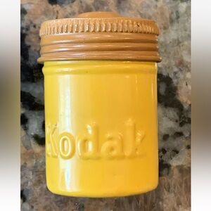 1950's VINTAGE KODAK Metal 35mm FILM Can CANISTER Embossed Green & Brown& Yellow
